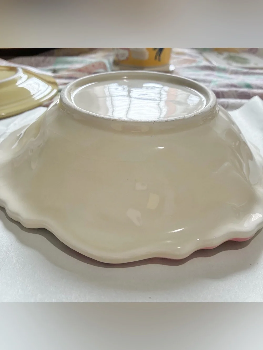 Turkey Serving Bowl, Embossed, Scalloped Edge and Handpainted. 1970s Japan. EC